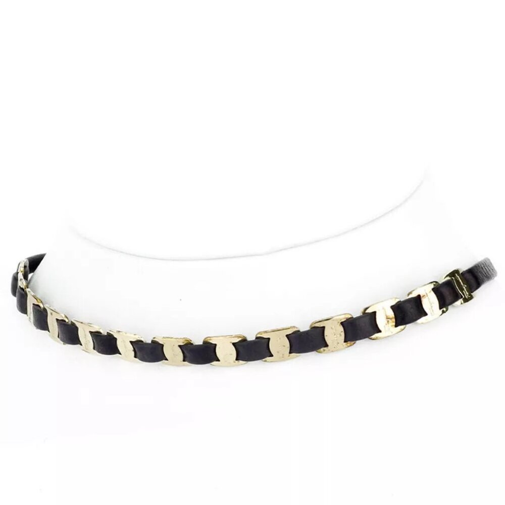 Salvatore Ferragamo bracelets Vala chain leather ?~ gold-plated used T10037